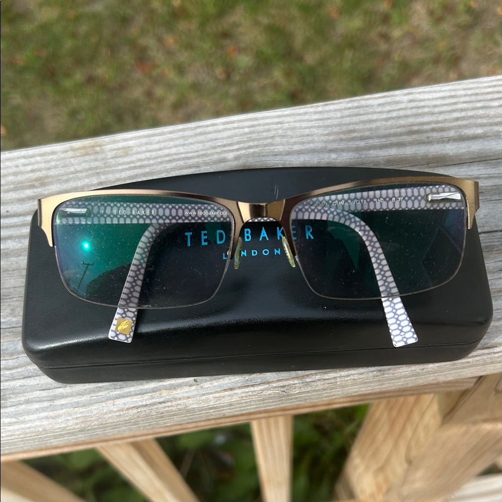 Ted Baker Men's Black and Gold Glasses